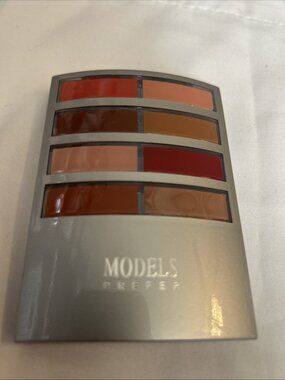 Models Prefer palette w/ 2 Blush 6Eyeshadow 8 cream lipsticks #4 coral-red shade